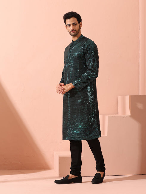 Rama Sequin Kurta with Hidden Placket