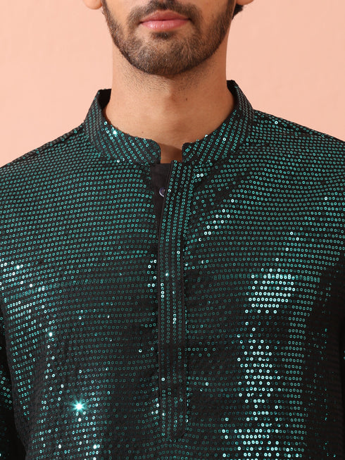 Rama Sequin Kurta with Hidden Placket