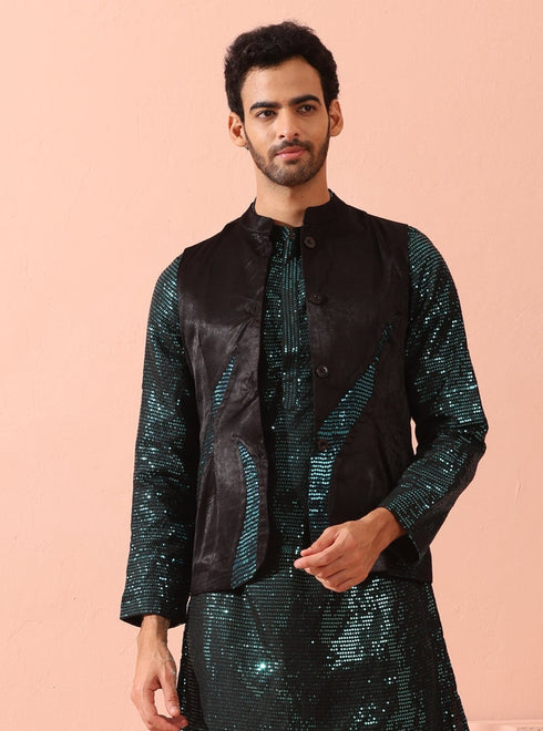 Black and Blue Sequin Fire Jacket