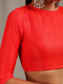 Blouse - Pink & Orange Paradise Satin 3/4th Sleeve