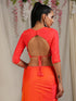 Blouse - Pink & Orange Paradise Satin 3/4th Sleeve