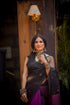 Wine Black Chanderi Saree with Blouse Fabric