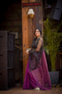 Wine Black Chanderi Saree with Blouse Fabric