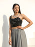 Blouse - Wrap Black Sequin with Metal Straps