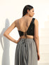 Blouse - Wrap Black Sequin with Metal Straps