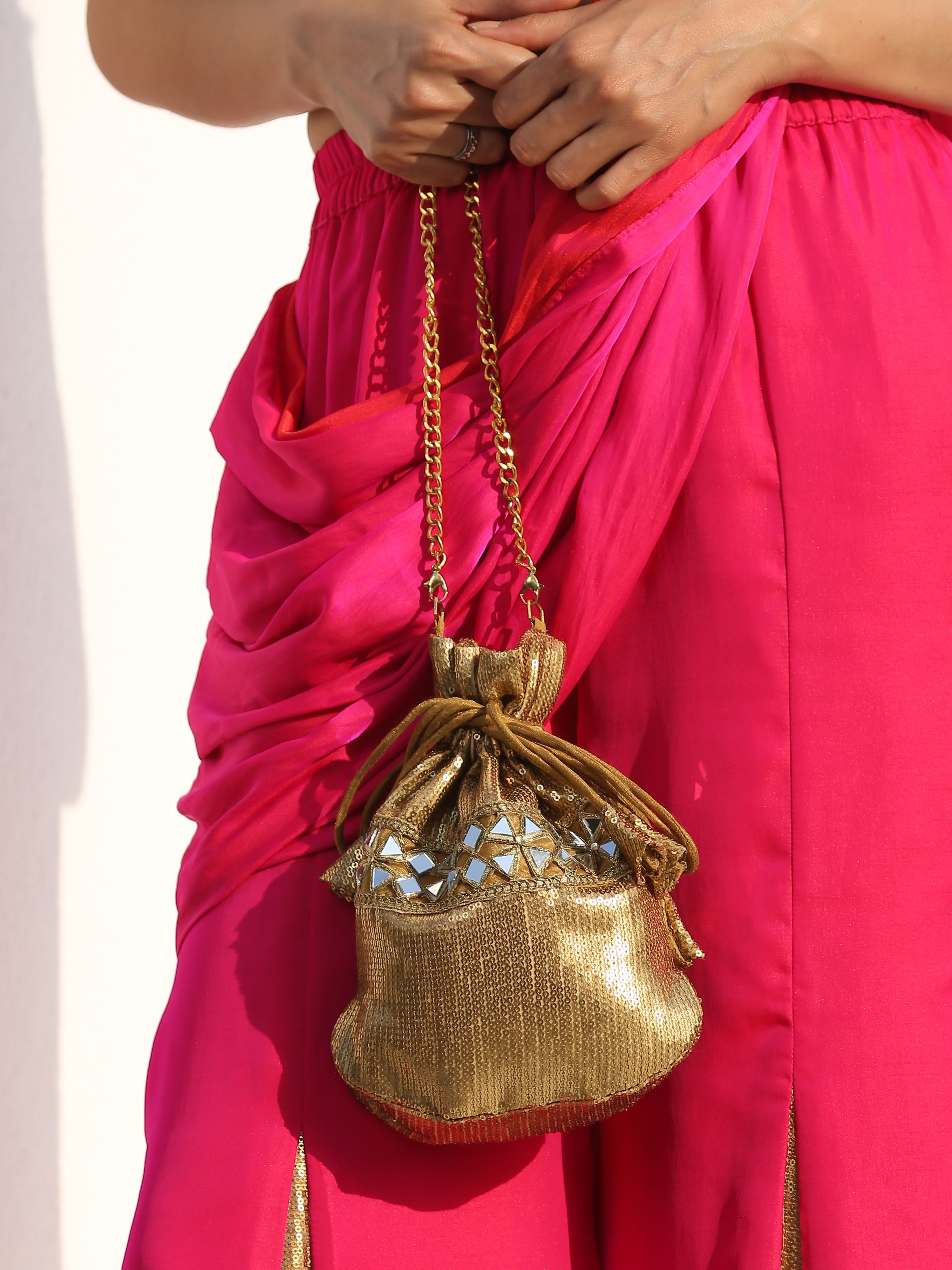 Potli - Gold Sequin with Mirrors