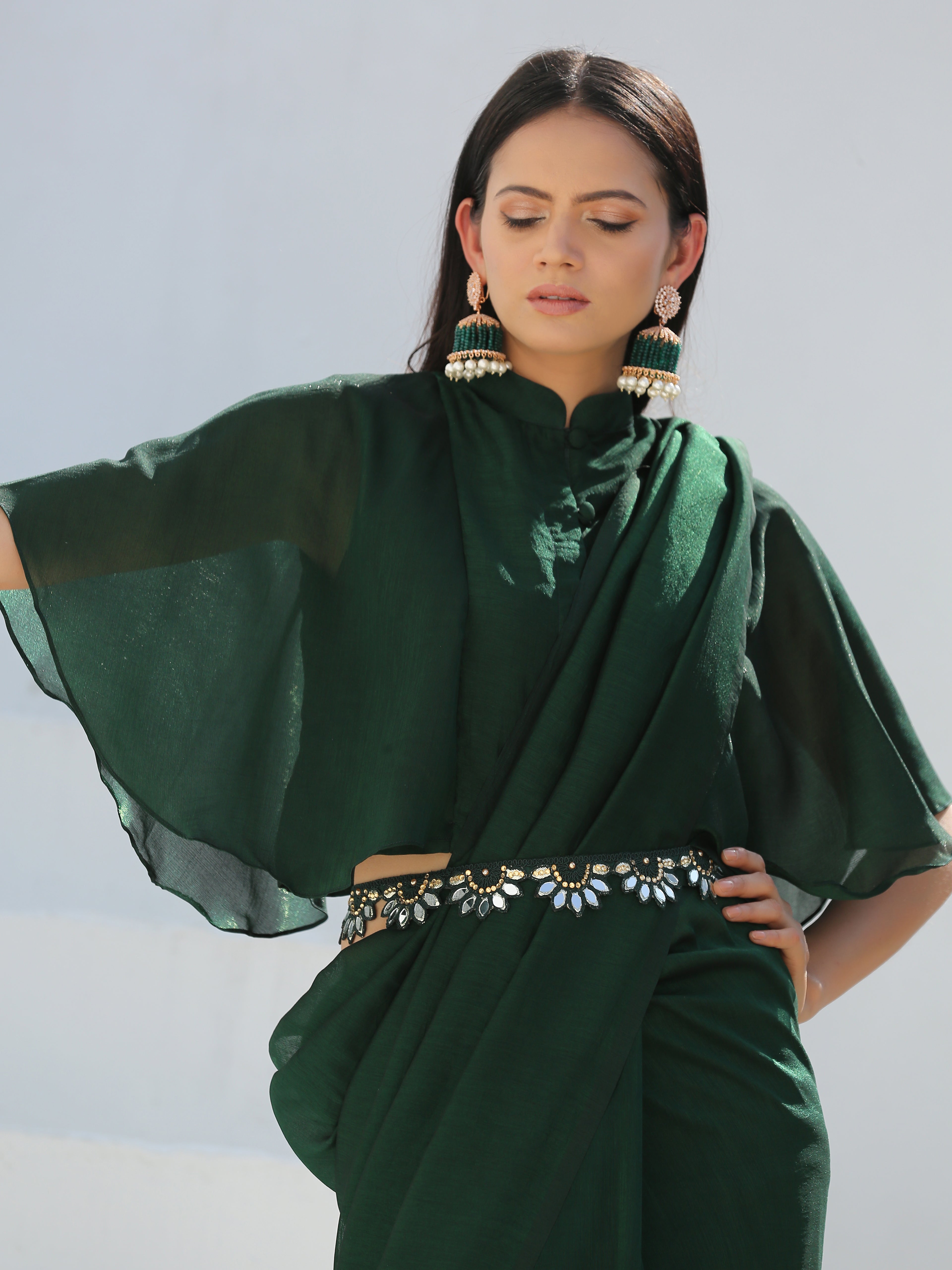 Emerald green floral belt with mirror — view 2