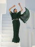 SET | Lush Green Shimmer Saree + Blouse + Belt