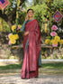 Ghazal Red & Grey Paradise Satin Saree with Pendants
