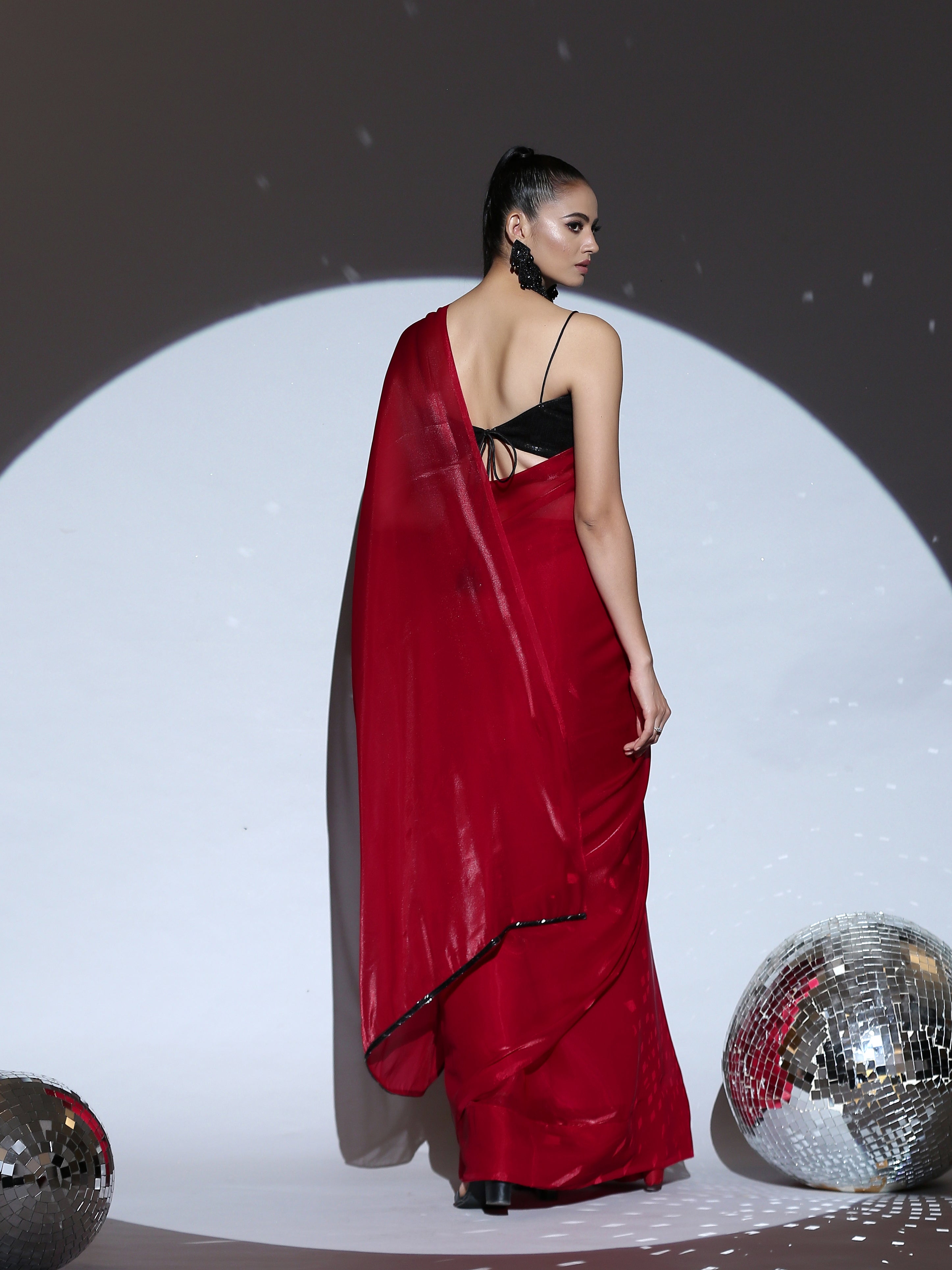 Red Desire Organza Saree with Lace