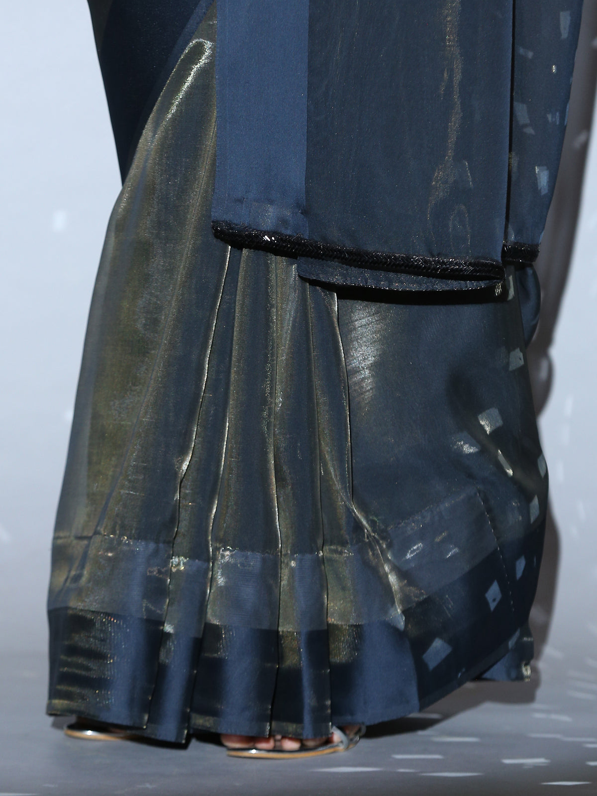 Cosmic blue illusion organza saree — view 2