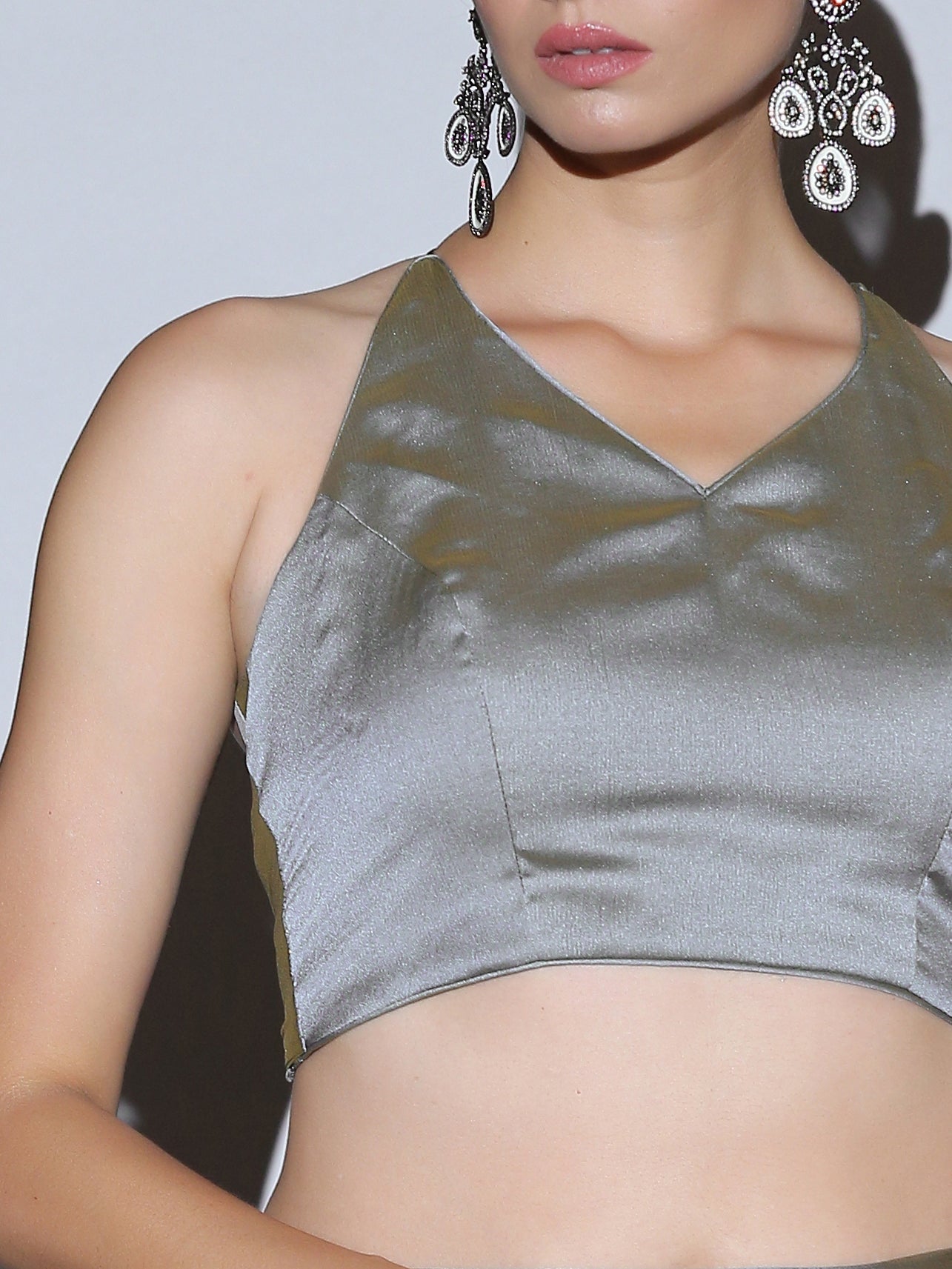 Blouse - Jaguar Butter Chiffon Halter with Cosmic Stripes