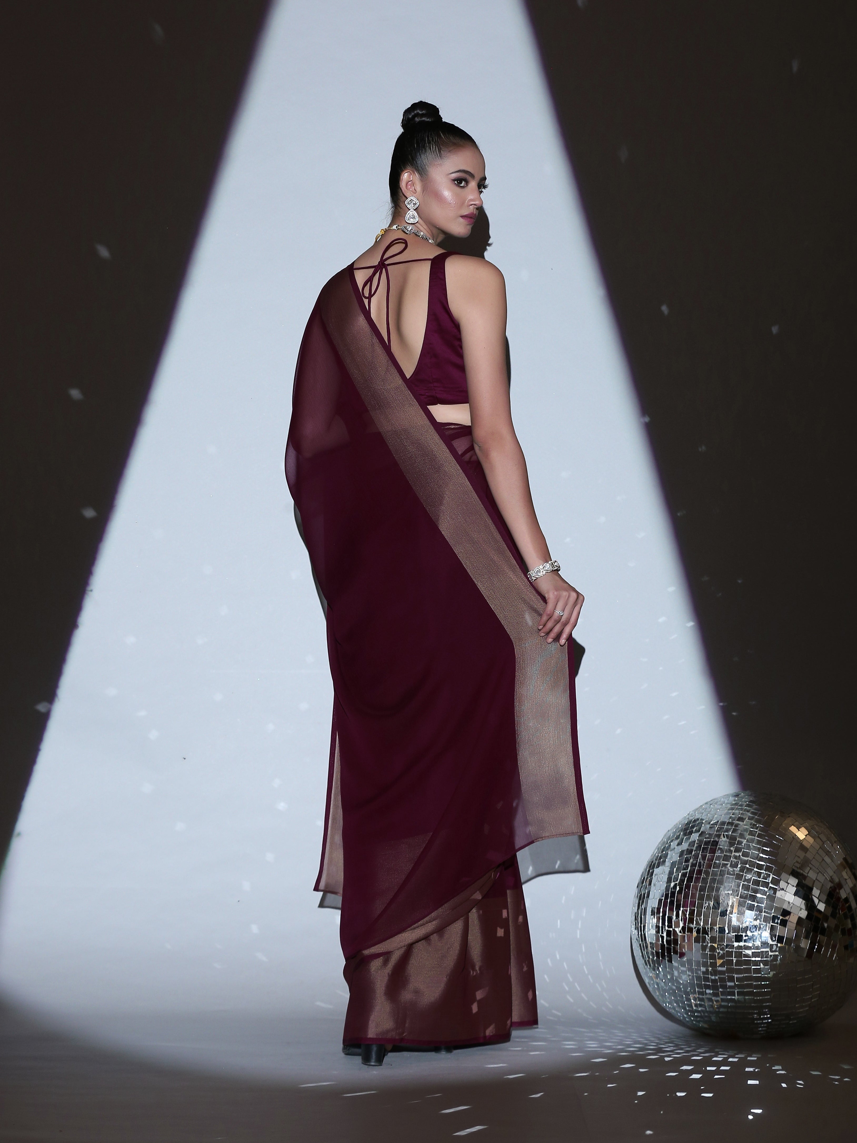 Blouse - Burgundy Wine satin Square Neck