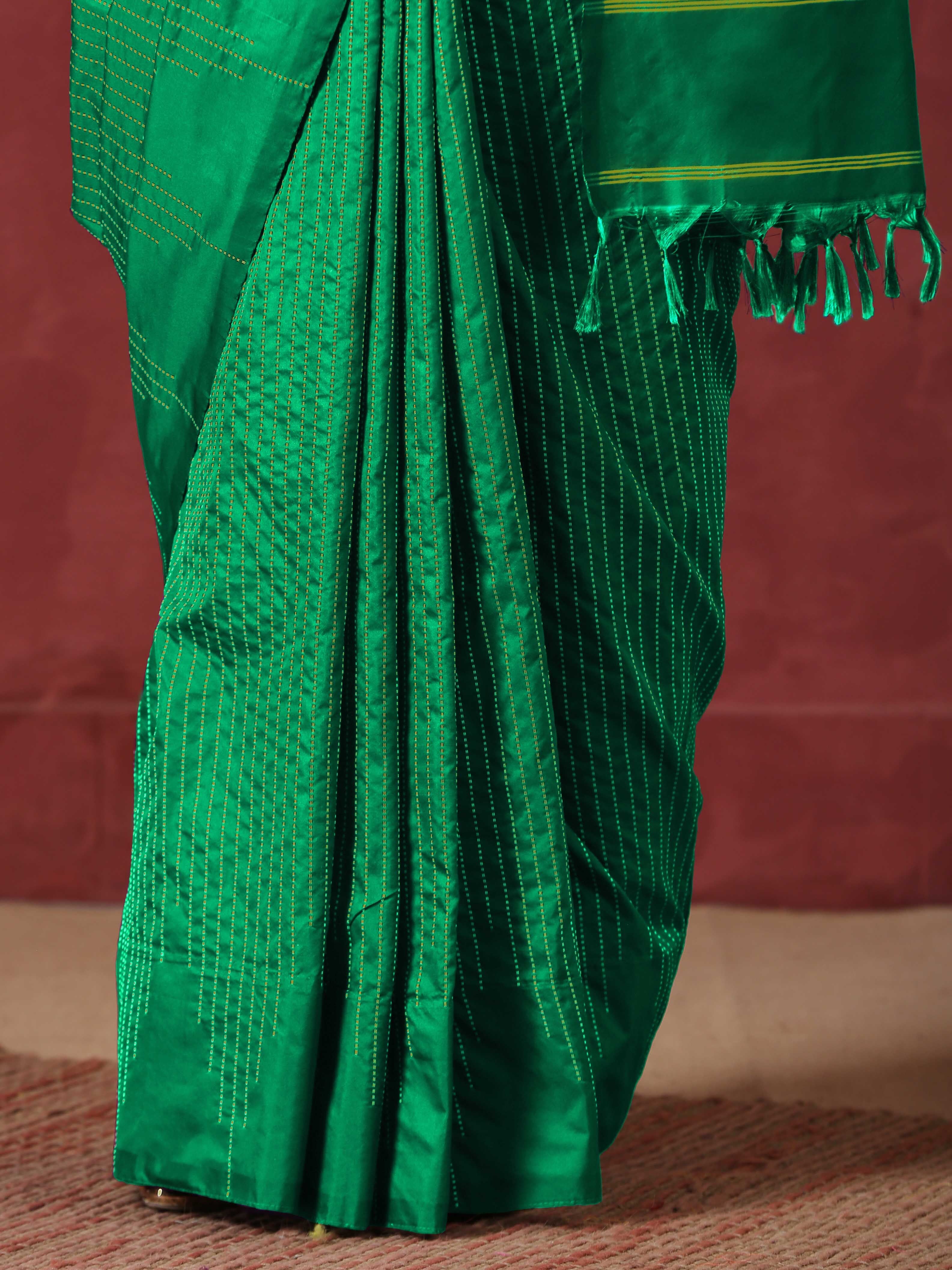 Silk Temple Green Saree