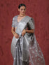 Grey Dot Organza Blouse with Border on Sleeves