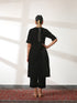 Women's Angrakha Black Velvet Top Set with Sequin Trim and Pant 2 Piece Set | Straight Fit, V Neck, 3/4 Sleeves, Pants, Partywear, (Velvet)