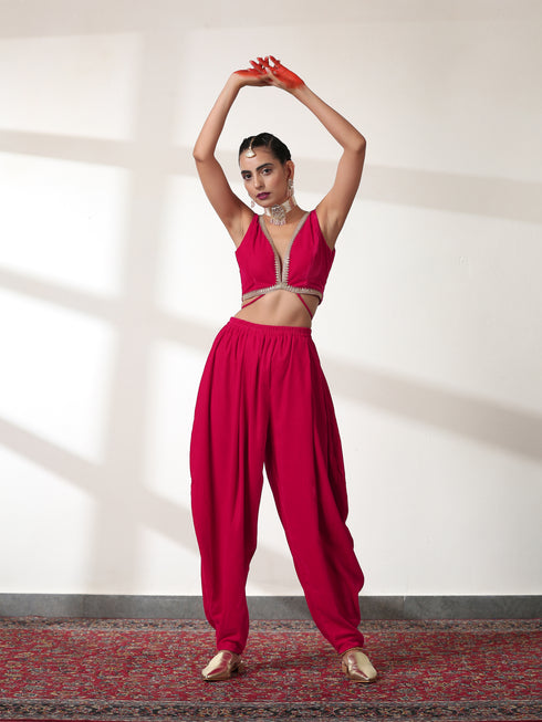 Pant - Pink Velvet Harem pant