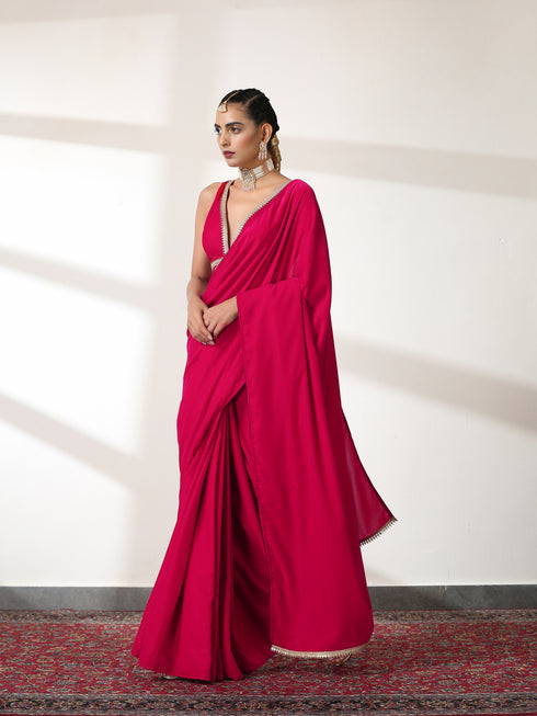 Forbidden Pink Velvet Saree