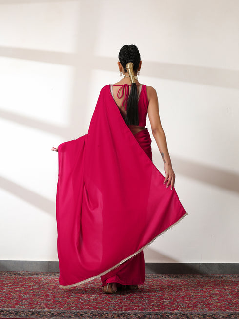 Forbidden Pink Velvet Saree