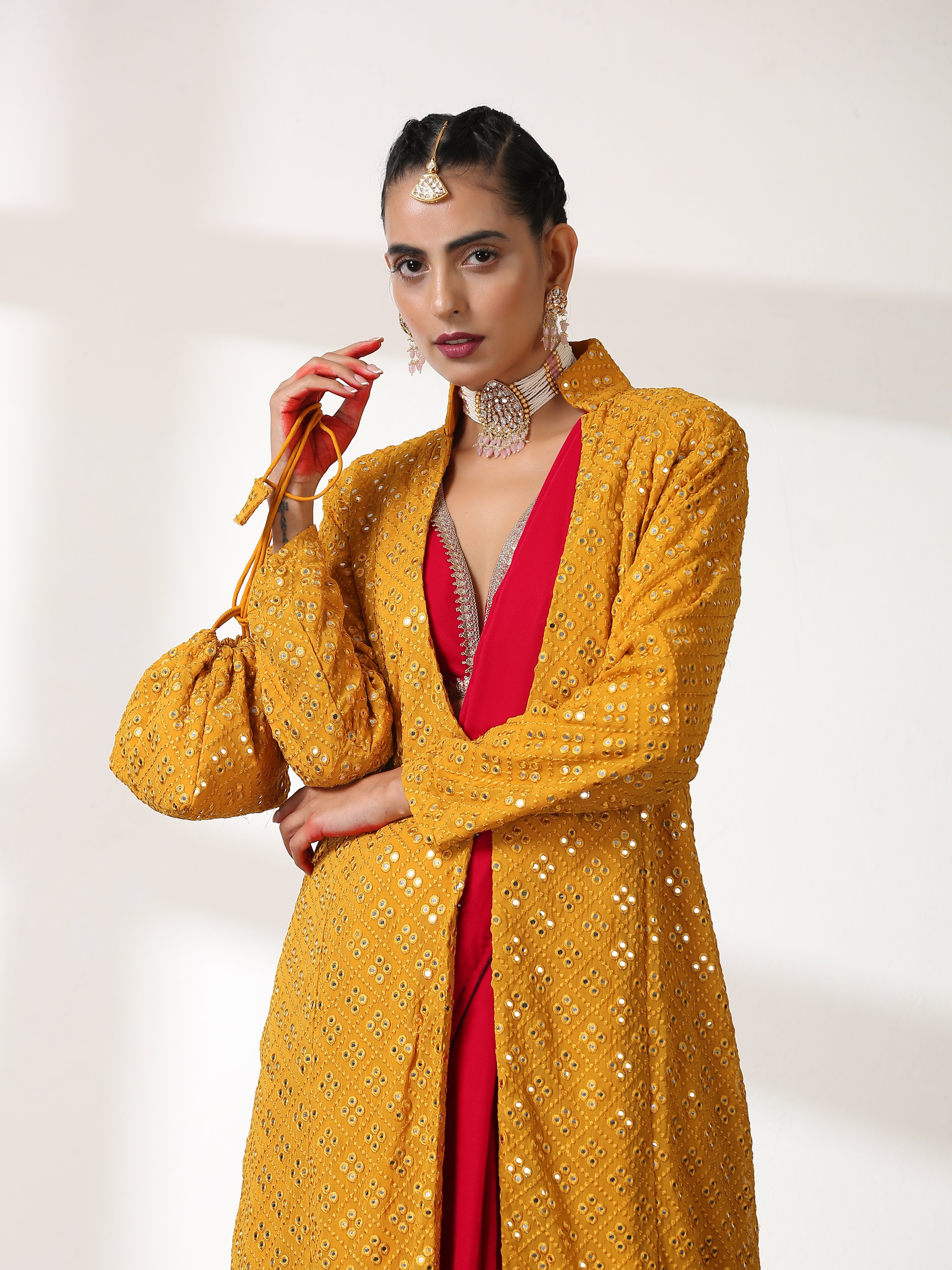Potli - Yellow Mirror Potli