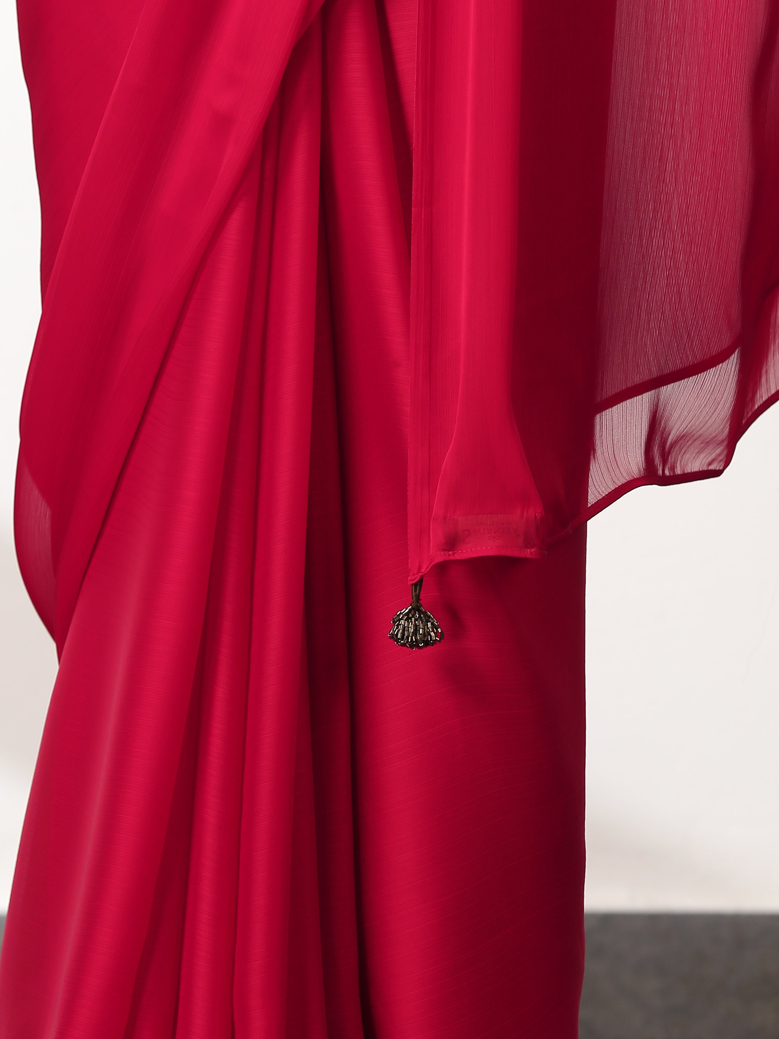 Ruby Chiffon Saree with Embroidered Blouse Fabric