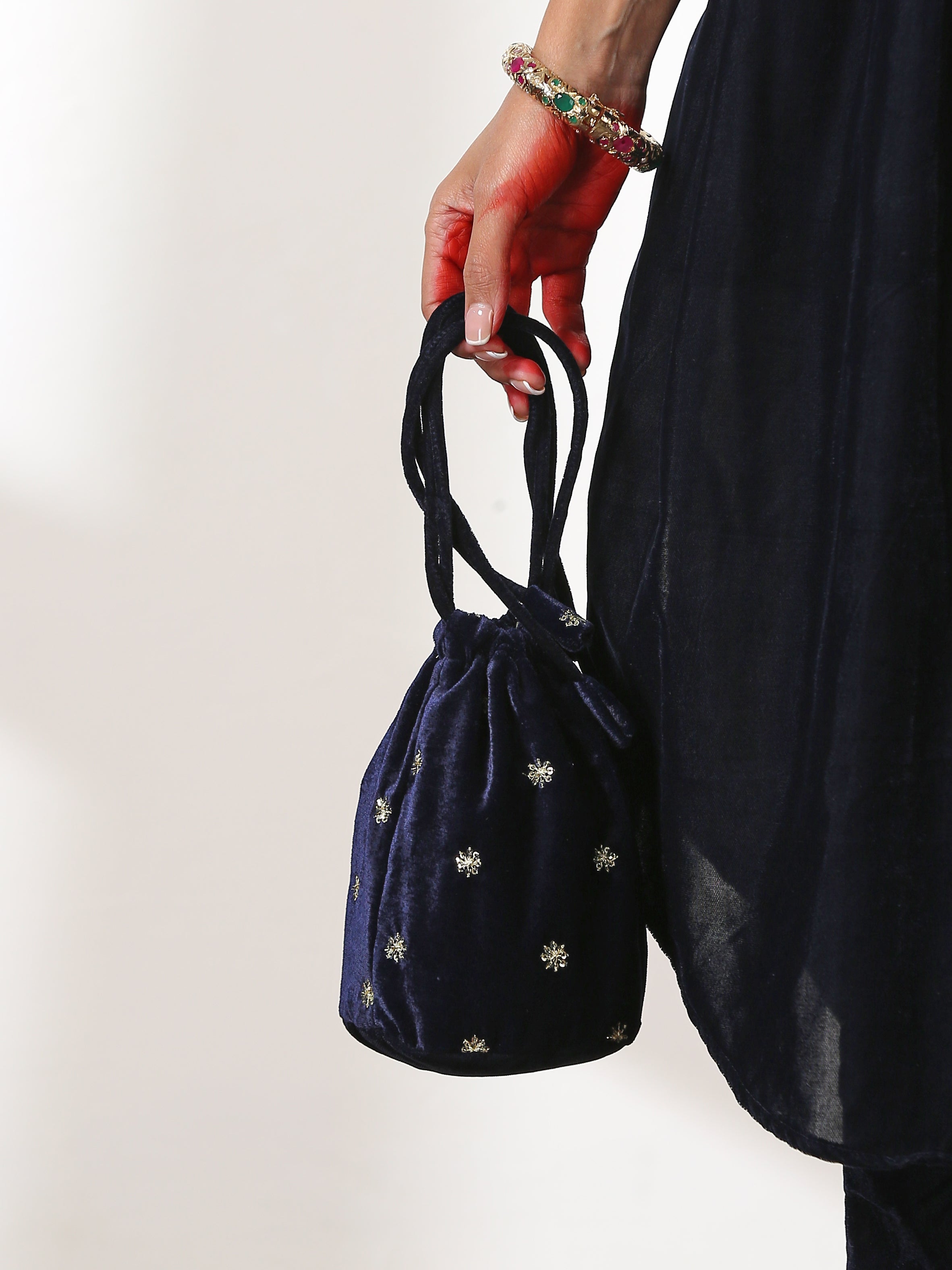 Potli Bag - Blue Velvet sequin