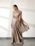 Burning Sand Butter Chiffon Saree with Embroidered Blouse Fabric