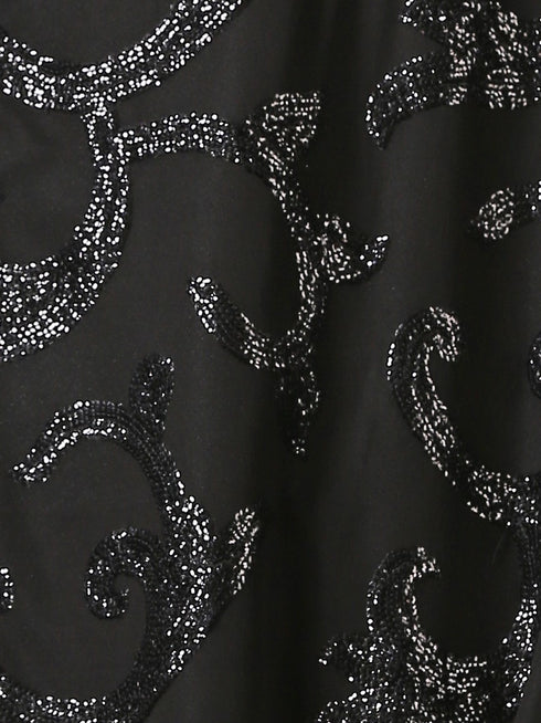 Black on Black Sequin Front Open Jacket