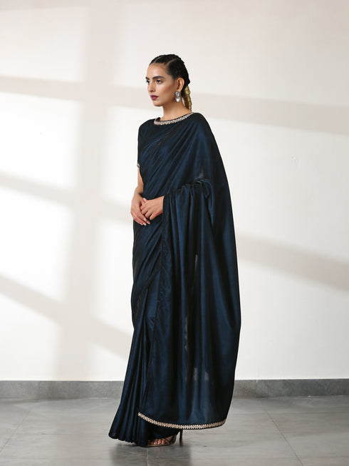 Velvet Peacock Feather Saree