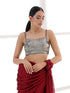 Blouse - Crushed Metallic Blouse with Metal Straps