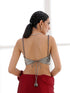 Blouse - Crushed Metallic Blouse with Metal Straps