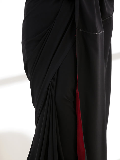 Red Black Surprise Saree