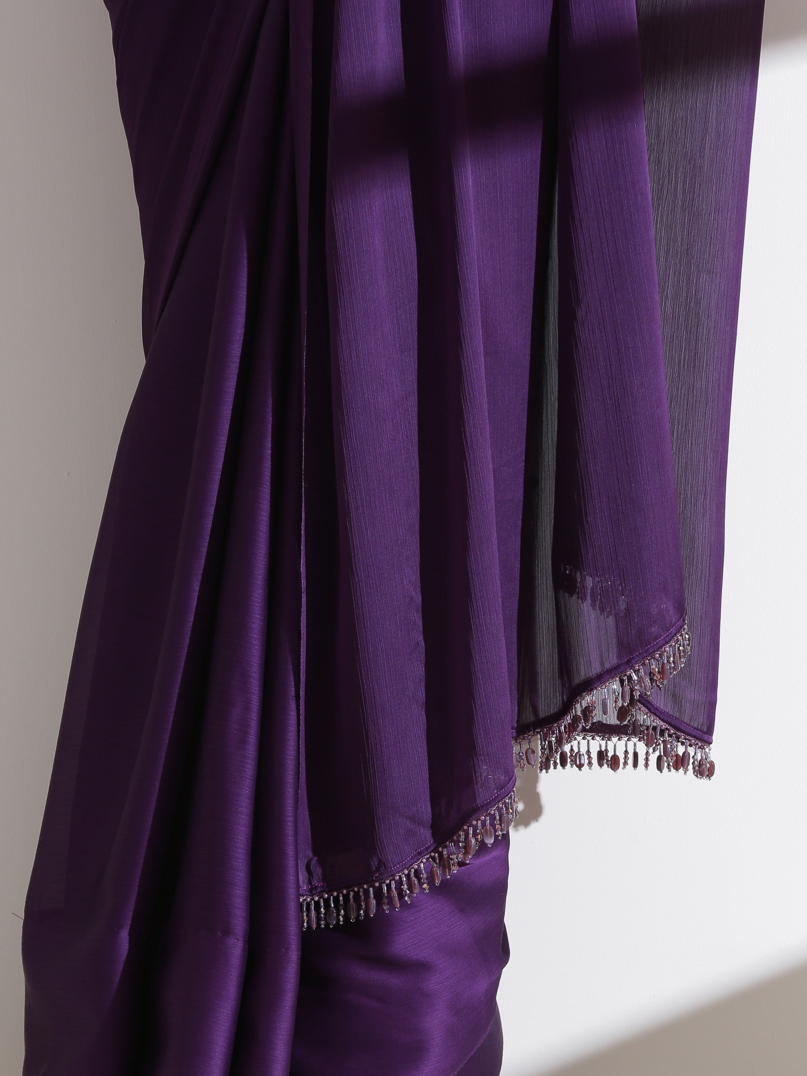 Royal Amethyst Purple Saree With Embroidered Blouse Fabric