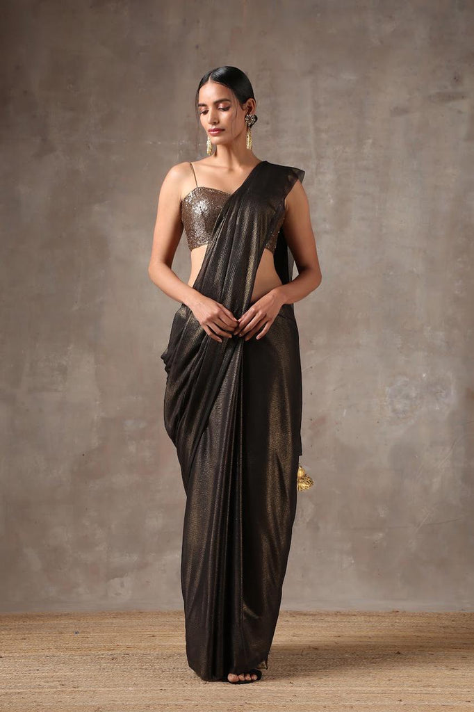 Buy Black Georgette Satin Party Wear Heavy Embroidery Work Saree Online  From Wholesalez.