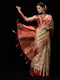 Red and Beige Organza Saree with blouse fabric