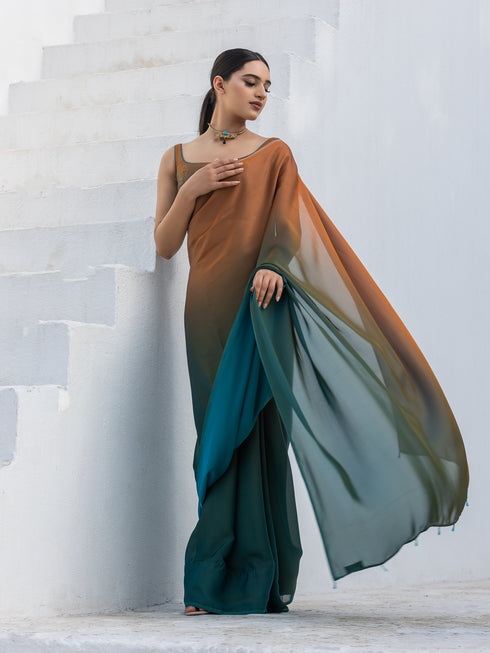 Wild Sky Chiffon Ombre with Beads and Blouse fabric