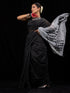 Pom pom cotton Black-Grey Saree