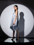 1pc. | Spaghetti Grey Stripe Satin Dress