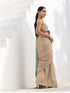 Champagne Cream & Powder Blue Dual Shade Satin Saree with Blouse Fabric
