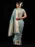 Stunning Aqua Gold Rich Pallu Soft Saree With Blouse Fabric