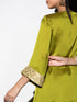 1 pc - Lime Green colour Satin Kurta with Pleated front and Inner Brocade Cuff