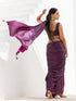 Mulberry Purple Dual Shade Satin Saree with Beaded Pendant and Blouse Fabric