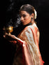 Red and Beige Organza Saree with blouse fabric