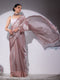Rosy Cloud Organza Satin Saree with Long Iridescent Lace