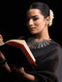 Pom pom cotton Black-Grey Saree