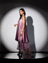 3 pc SET - Pink stripe Satin Dress , Pants and Organza Sparkle Dupatta with lace