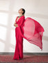 Ruby Butter Chiffon Pre-draped Saree with Self Blouse Fabric