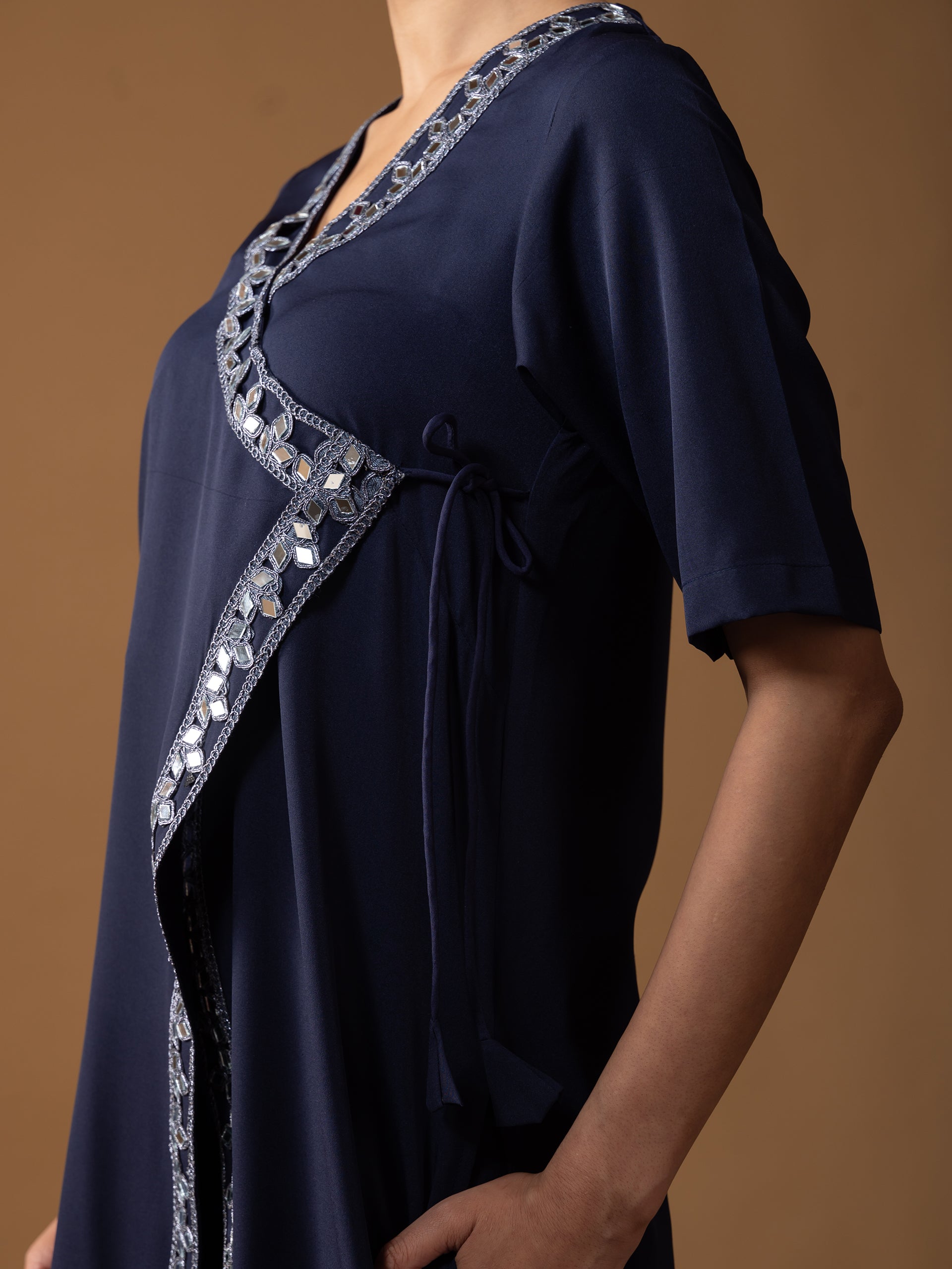 SET Angrakha Blue Crepe Top & Pant