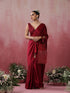 Cherry Red Satin Saree with Lace and Embroidered Blouse Fabric