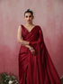 Cherry Red Satin Saree with Lace and Embroidered Blouse Fabric